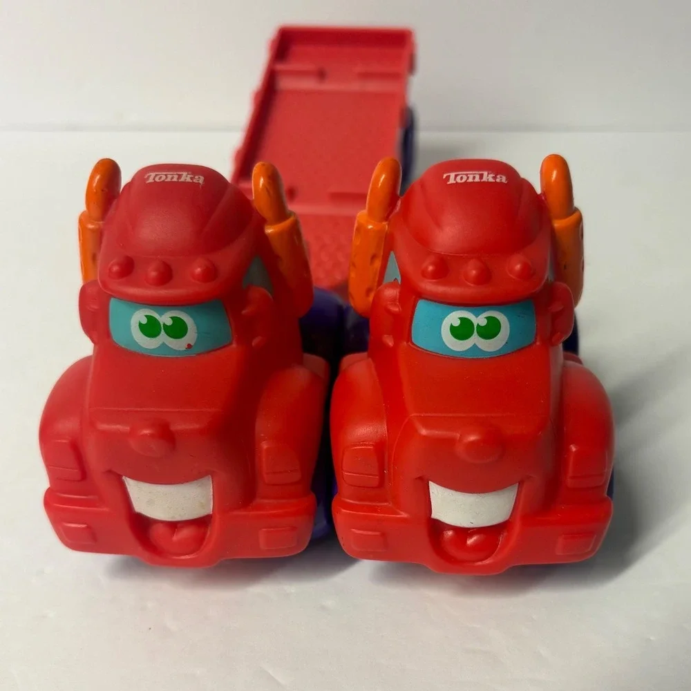 Tonka Chuck & Friends Playskool Car Carrier Semi Truck and 4 Vehicle Toy Lot